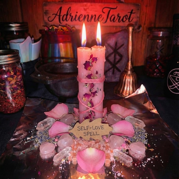 Self Love Spell Jar, Glamour Magic Beauty Ritual, Rose Quartz Confidence Crystal Kit, Witchy Self Care Gift for Her