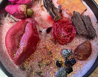 Vela de seducción Jezabel, magia glamurosa, dibujo de amor, poder femenino, ritual hoodoo
