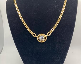 Vintage Louis Feraud Paris Gold Tone Hematite Necklace