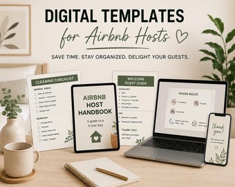 Lyxig Airbnb-värdguide | Marinblå + Guld Canva-mall (digital nedladdning)