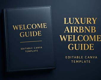 Luksusowa książka powitalna Airbnb | Edytowalny szablon Canva do instrukcji obsługi domu (do pobrania w wersji cyfrowej)