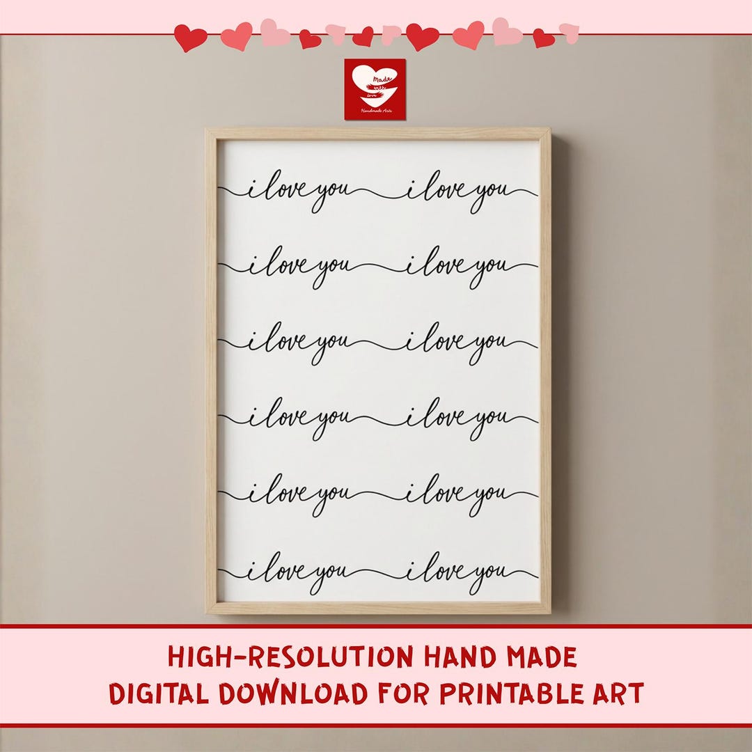 Printable I Love You Wall Art | Handwritten Calligraphy Love Print ...
