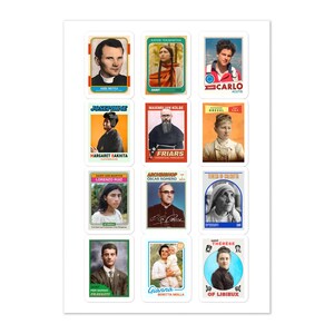 Stickervel Catholic Saint Retro Sports Trading Cards