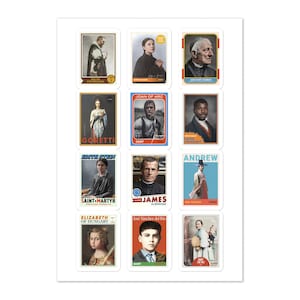 Feuille d'autocollants pour cartes à collectionner de sport rétro catholique, 2e édition