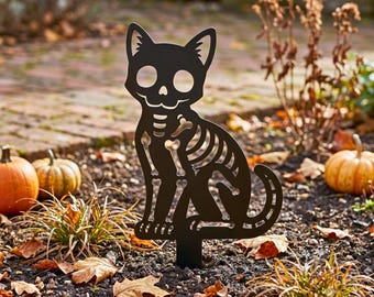 Gartenstecker mit Katzenskelett (SVG-Datei) – Halloween-Gartendeko aus Metall – Gruselige Metalldekoration – Lasergeschnittene Datei (CNC/Plasma) – Digitaler Download