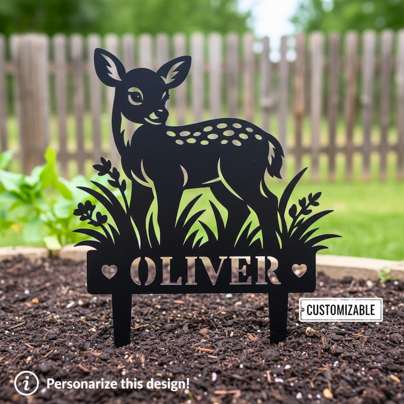 Sign Stake Svg Fawn Garden Stake SVG: Baby Deer Custom Laser Cut Welcome Yard Sign DXF ...