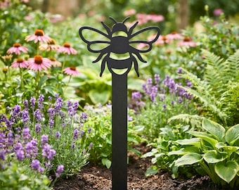Bienen-Gartenstecker SVG-Datei, Bestäuber-Gartendeko aus Metall, lasergeschnittene Datei für CNC-Plasma, digitaler Download