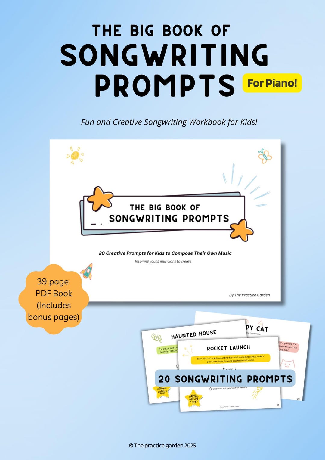 Songwriting Paper.pdf Piano Songwriting Prompts for Kids | 39-page Printable Workbook | PDF ...