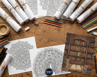 Zestaw plakatów do kolorowania z gigantycznymi mandalami | Natura, Steampunk, Wzory biblioteczne (do pobrania w formacie PDF)