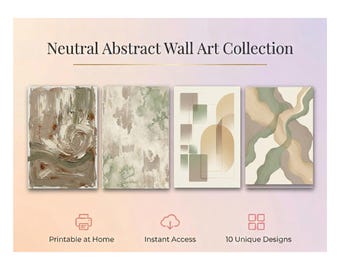 Neutral Abstract Wall Art Set | Beige Sage Taupe Modern Minimalist Prints (Digital Download)