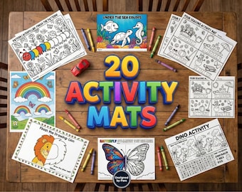 Manteles individuales para actividades infantiles / 20 hojas para colorear de restaurantes (PDF)