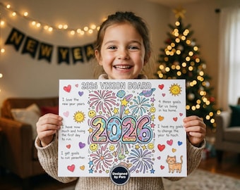 Zestaw do tworzenia tablicy wizualizacyjnej dla dzieci 2026 | Dziennik nastawienia na rozwój (plik PDF) – aktywność (pobranie cyfrowe)