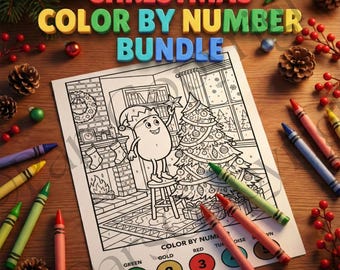 Kolorowanki według numerów na Boże Narodzenie | Aktywności dla przedszkolaków na ferie zimowe (PDF)