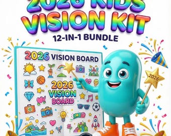 2026年キッズビジョンボードキット｜目標設定アクティビティ、成長マインドセットジャーナル（PDF）