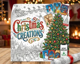 Zestaw gigantycznych plakatów do kolorowania na Boże Narodzenie | Gra „I Spy Hidden Pictures” (pobieranie cyfrowe)