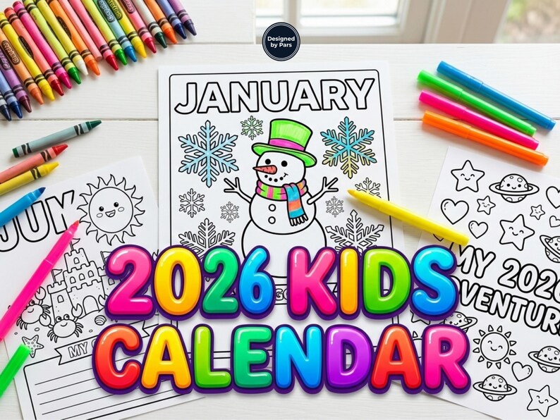 2026 Kids Coloring Calendar | Monthly Goal Setting Activity Book ...