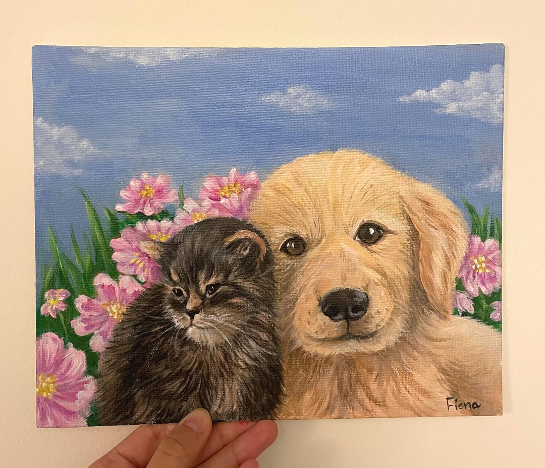 Custom Pet Portrait Painting : Acrylic Pet Art on Canvas - Etsy