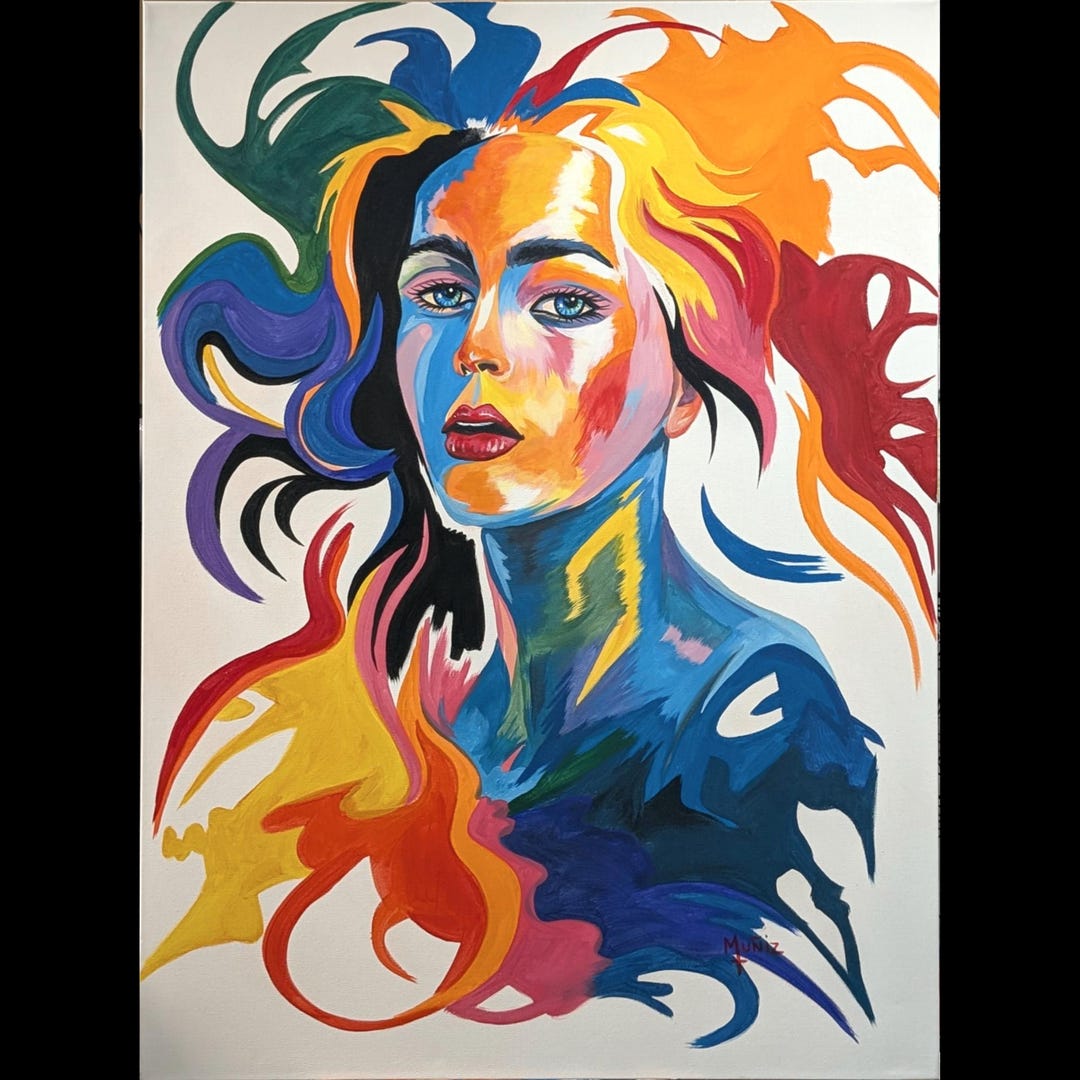 Abstract Yearning Visualization Colorful Abstract Portrait Painting – “chromatic Yearning” | Hand ...