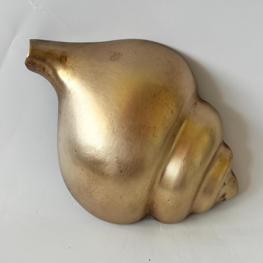 Vintage Brass Sea Shell Conch Wall Hanging, Golden Beach Decor, Beach ...
