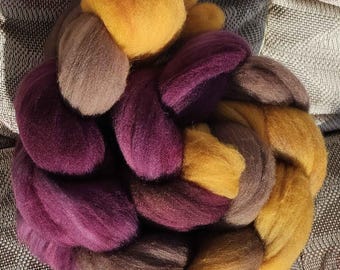 Hand Dyed Rambouillet Combed Top, 'Early Autumn'