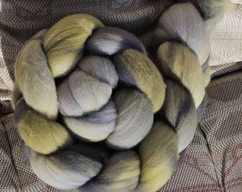 Hand Dyed Rambouillet Combed Top, 'Swamp Bottom'