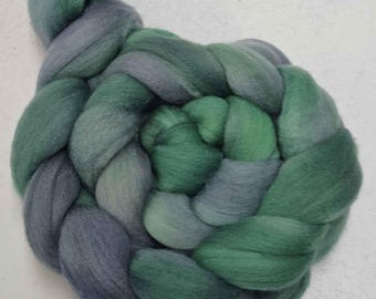 Hand Dyed Targhee Combed Top, 'One Misty Moisty Morning'