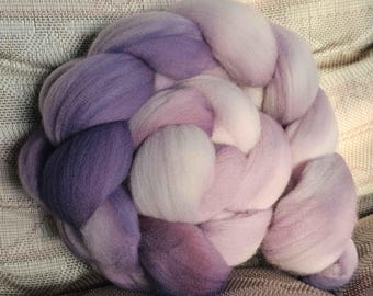 Hand Dyed Rambouillet Combed Top, 'Rose'