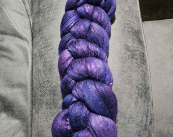 Hand Dyed Merino/Silk Blend, Combed Top, 'Amethyst'