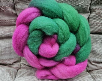 Hand Dyed Corriedale Combed Top, 'Migraine in Pink'