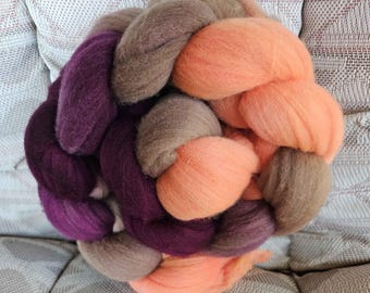 Hand Dyed Rambouillet Combed Top, 'Imperfect Autumn'