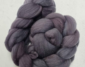 Hand Dyed Rambouillet Combed Top, 'Smoke'