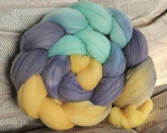 Hand Dyed Rambouillet Combed Top, 'Summer Soda'