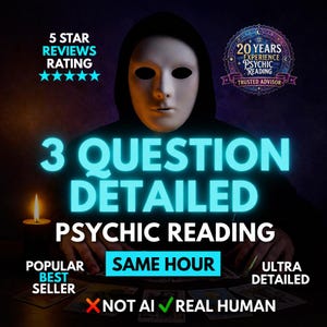 3 Question Detailed Psychic Reading • Same Hour Answers • Medium & Psychic Insight • Accurate Spiritual Guidance • Fast Intuitive Reading