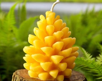 Medium Pine Cone Beeswax Candle | Non-toxic