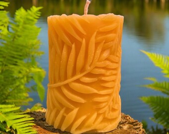 Tropical Leaves Beeswax Candle | Hand Poured