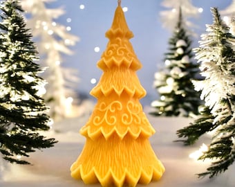 Decorated Tree Beeswax Candle | Pure Beeswax
