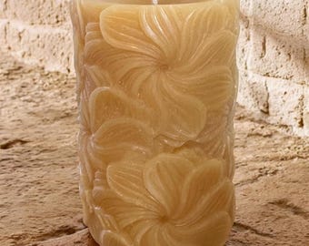 Candela in cera d'api al fiore di ibisco / 100% pura / Profumo naturale di miele