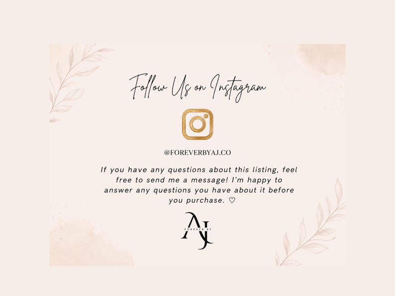 An informational image with the text Follow Us On Instagram, the handle at FOREVERBYAJ CO, and a customer support message.