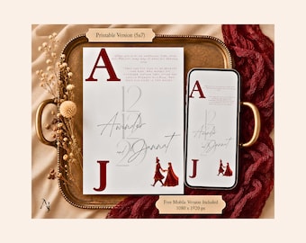 Maroon| Sikh Wedding Invite Suite, Editable Canva Template | 3-Page Anand Karaj