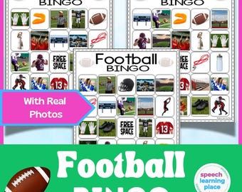 Football Bingo Printable Game Activity with Real Photo Cards, Fun Party Idea
