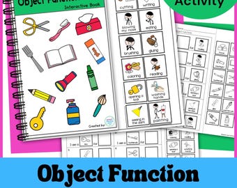 Interaktywna książka i arkusze ćwiczeń „Funkcja obiektu” | Logopedia, Edukacja specjalna, AAC, Plik PDF do druku