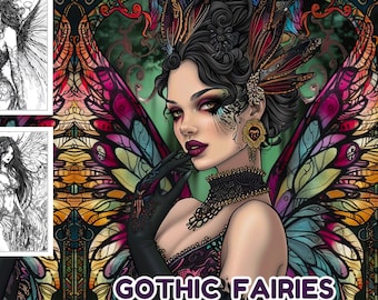 Gothic Fairies Fantasy Coloring Book - Instant PDF Download