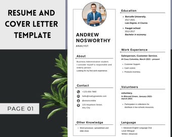 Modèle de CV minimaliste professionnel et lettre de motivation | CV moderne et épuré | Conception inspirée des mots modifiable | Téléchargement instantané