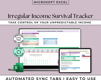Irregular Income Survival Tracker - Instant Download - MS Excel
