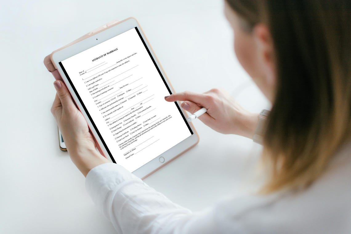 Affidavit of Marriage Template Instant Download Editable Microsoft