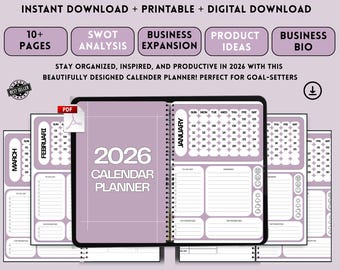 2026 Planner | Monthly & Weekly Printable | Instant Download