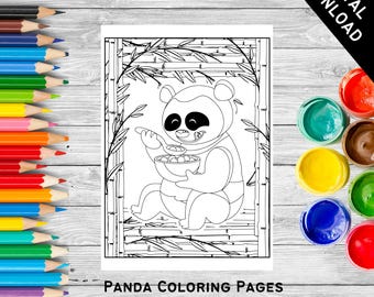 Cute Panda Coloring Pages for Kids and Adults | Digital Instant Download | Fun Printable Animal Art for Relaxation & Creativity