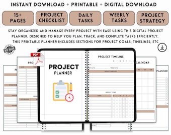 Project Planner PDF | Task & Timeline Organizer | Instant Download