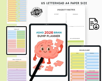 2026 ADHD Brain Dump Planner | Minimalist Digital Planner for Focus, Tasks & Organization | Instant Download