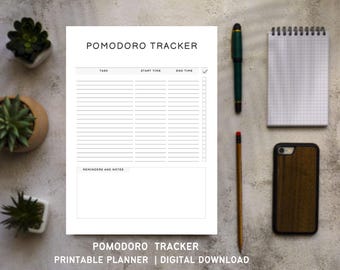 Pomodoro Tracker Printable | Focus Timer Study Planner, Productivity Worksheet, Instant Digital Download